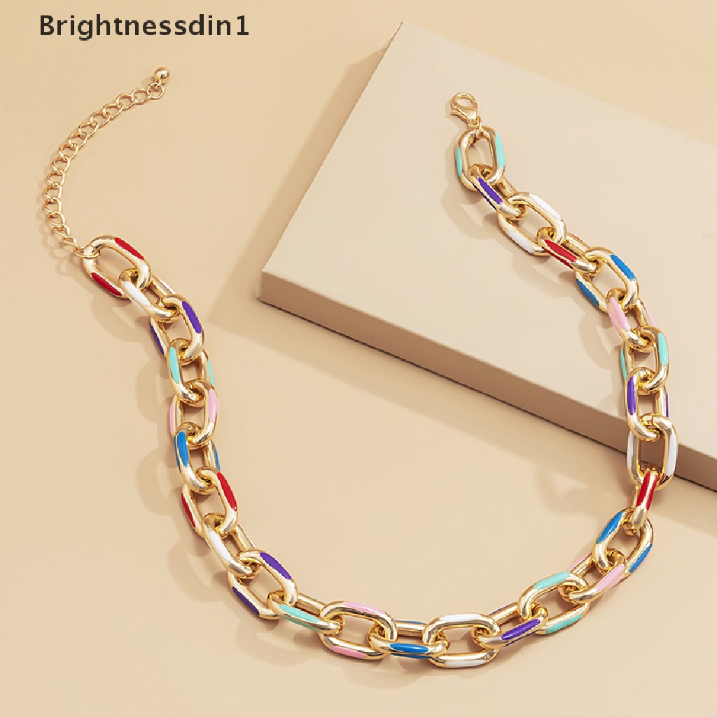 [Brightnessdin1] Fashion Sexy Rantai Chokers Besar Multicolor Kuba Rantai Liontin Kalung Menawan Wanita Perhiasan Butik