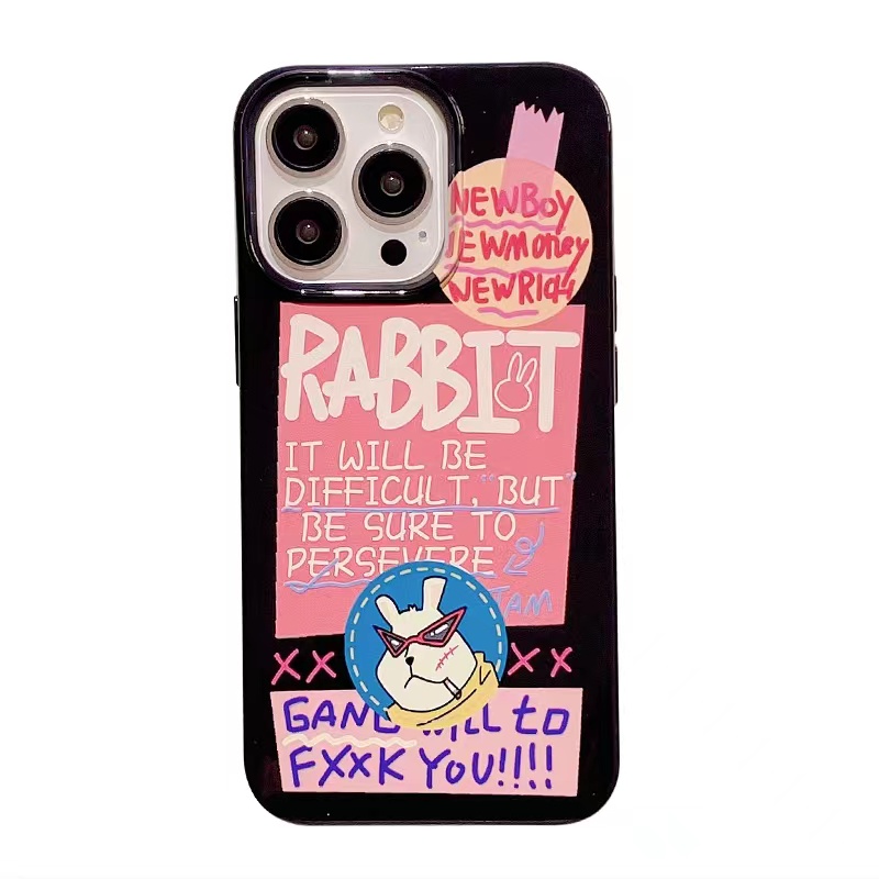 IPHONE Ins Kacamata Hitam Kelinci Cocok Untuk Iphone14 14pro 14plus 13 13mini 13pro 13prm iPhone12 7Plus 8Plus Xr XS 13 12mini Pro Max Empat Sudut Casing Ponsel Tahan Guncangan