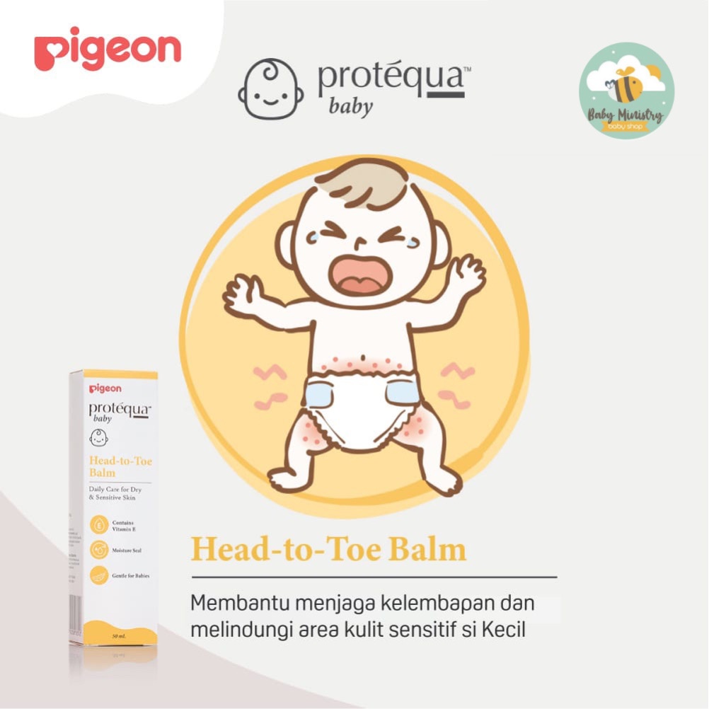 PIGEON PROTEQUA BABY HEAD TO TOE BALM (50 ML) / PELEMBAB BABY / MELEMBABKAN / BABY BALM / HEAD TO TOE / SAFE SENSITIVE SKIN