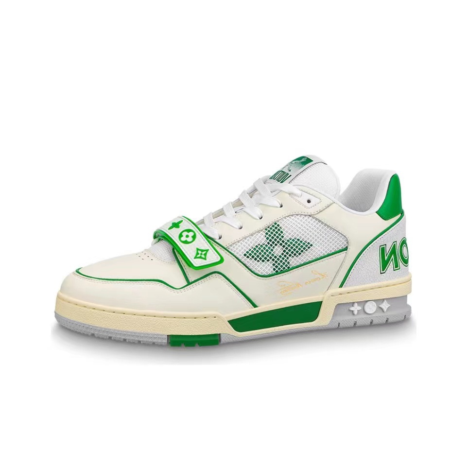 Louis Vuitton LV trainer Velcro white green white purple low top sneakers