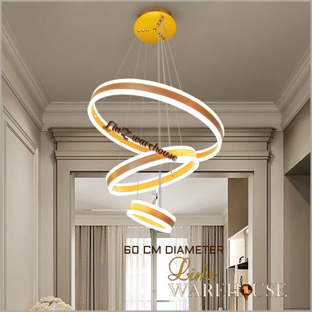 Lampu gantung MODERN DOUBLE RING LED 60 CM pendant light