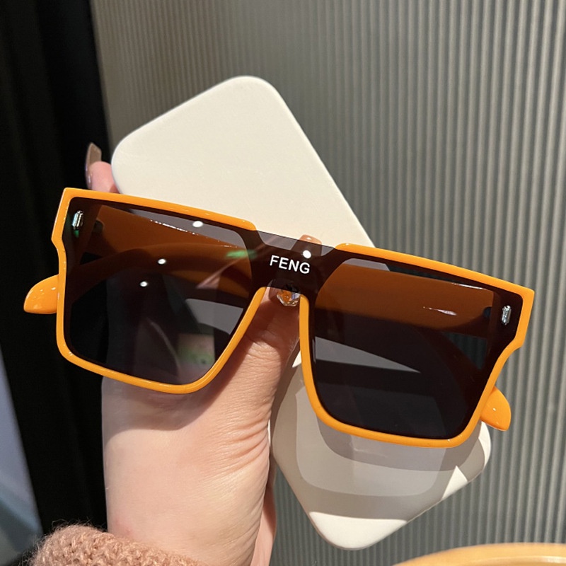 (YUZHU) Oversized Square Frame Onepiece Sunglasses Kacamata Hitam Warna-Warni Untuk Pria Dan Wanita