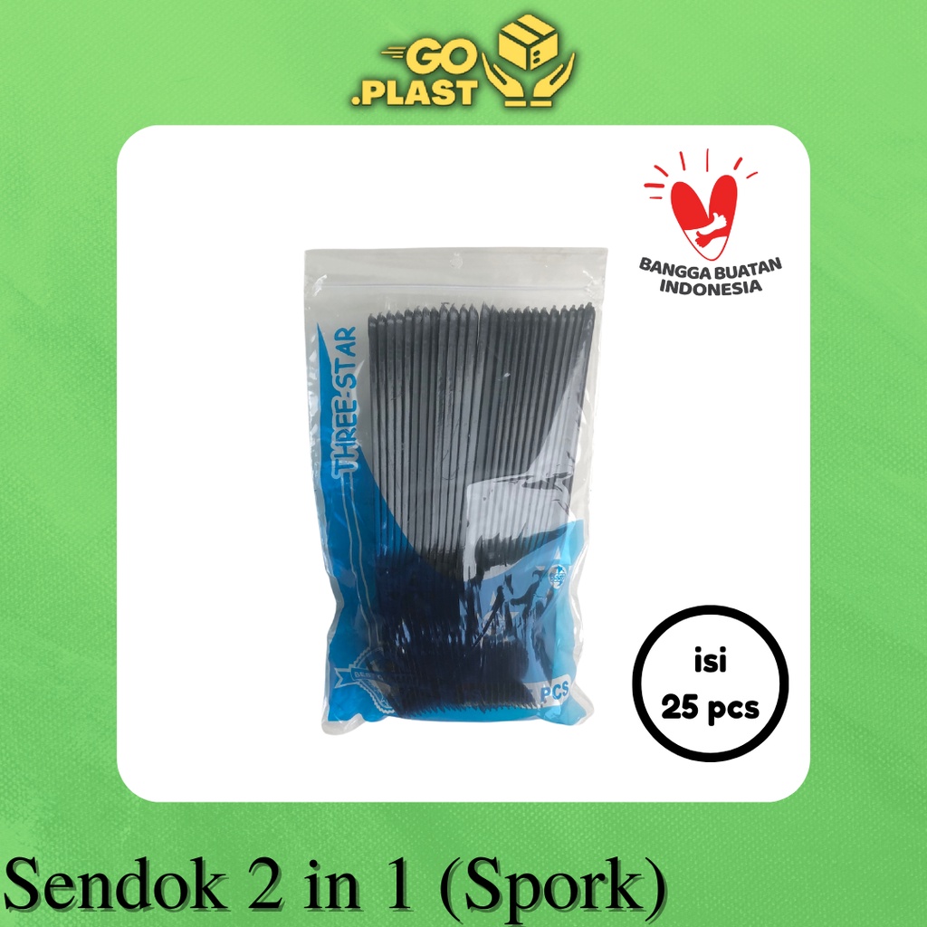 SENDOK GARPU 2IN 1/ SENDOK GARPU PLASTIK 2 IN 1 / SENDOK SPORK (25PCS)