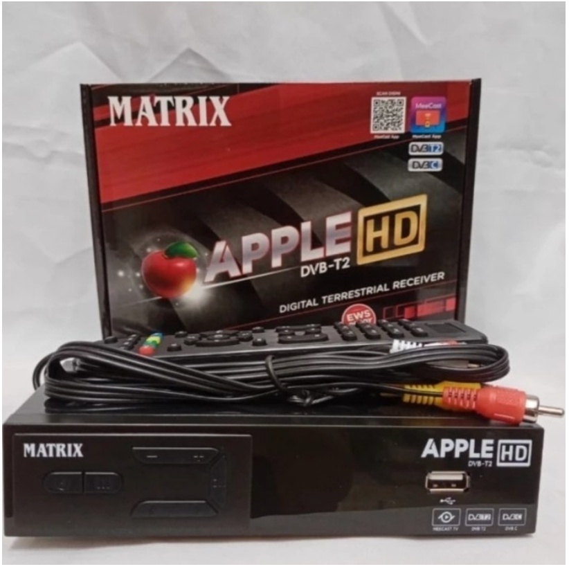 Set Top Box Receiver Matrix Apple DVB-T2 STB TV Digital HD Merah