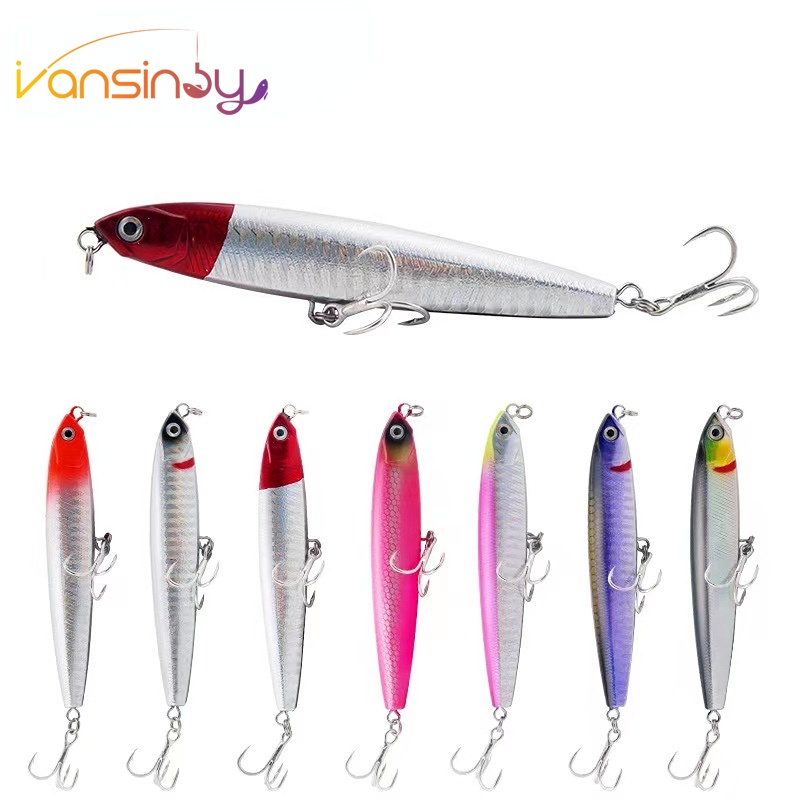 Umpan Pancing Mancing Pensil Lure Slow Sinking Hard Bait Pencil Popper Lifelike Bass Fishing Lure Untuk Air Asin Dan Air Tawar