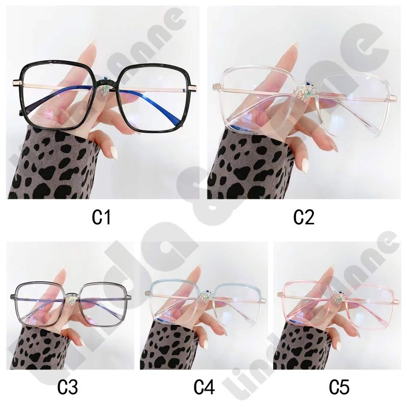 Frame&amp;Lensa Kacamata Wanita Lensa Kotak Aksesoris Fashion Import