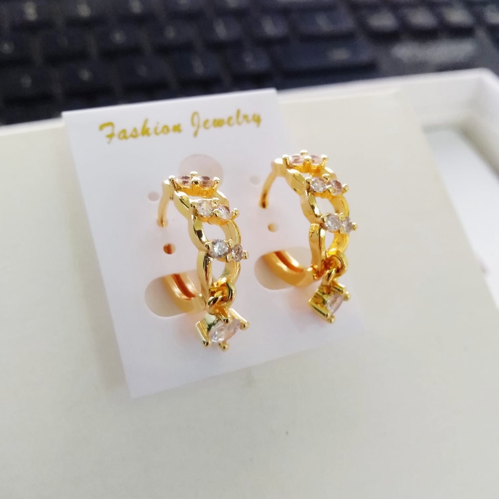 AV171 Grosir Anting Klip Juntai Permata Anting Dewasa