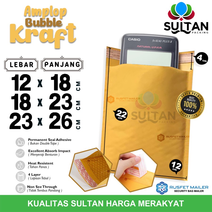 

AMPLOP BUBBLE MAILER KRAFT PAPER RUSFET ENVELOPE SATUAN