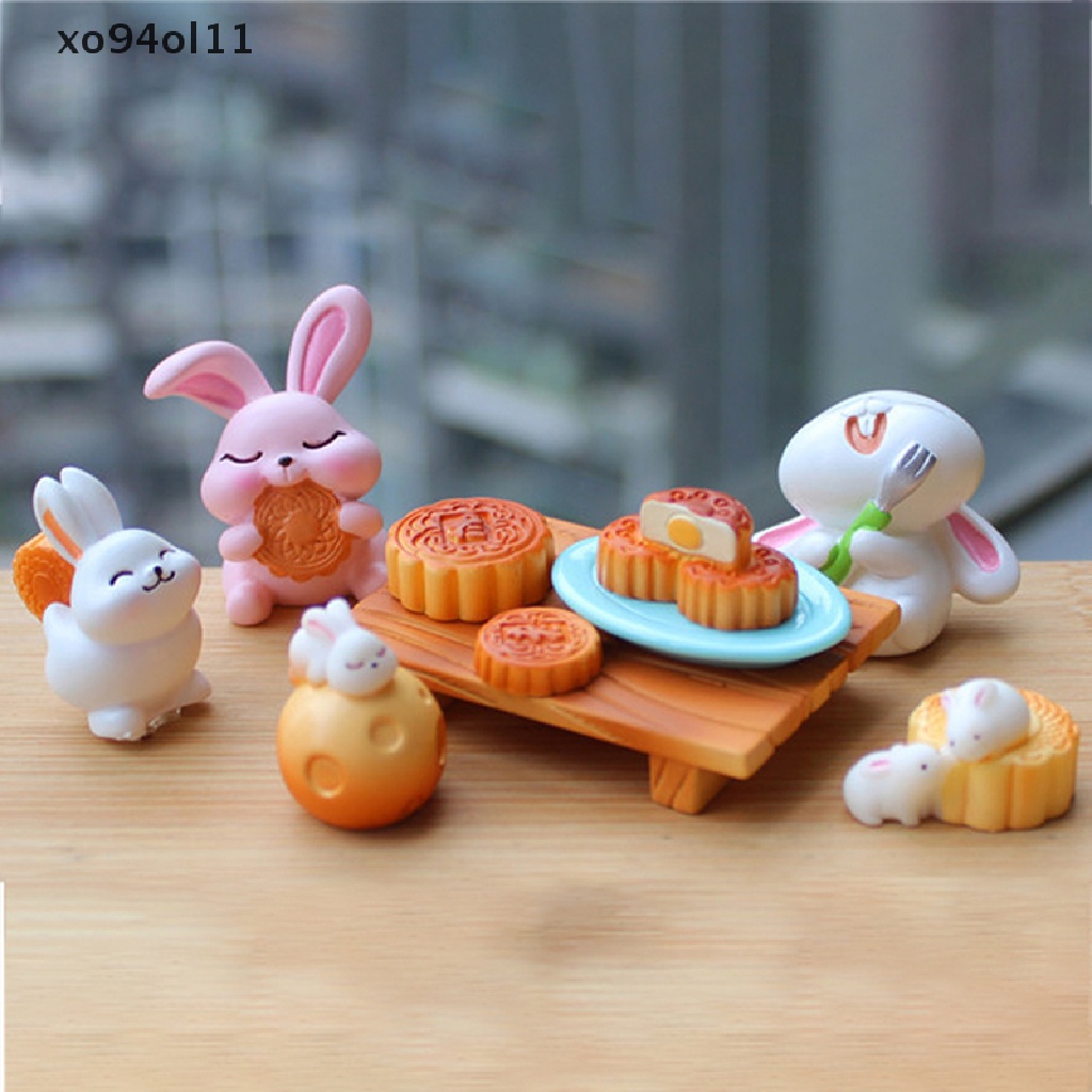 Xo 1Pcs Lucu Miniatur Resin Kelinci Ornamen Dekorasi Meja Kerajinan Aksesoris OL