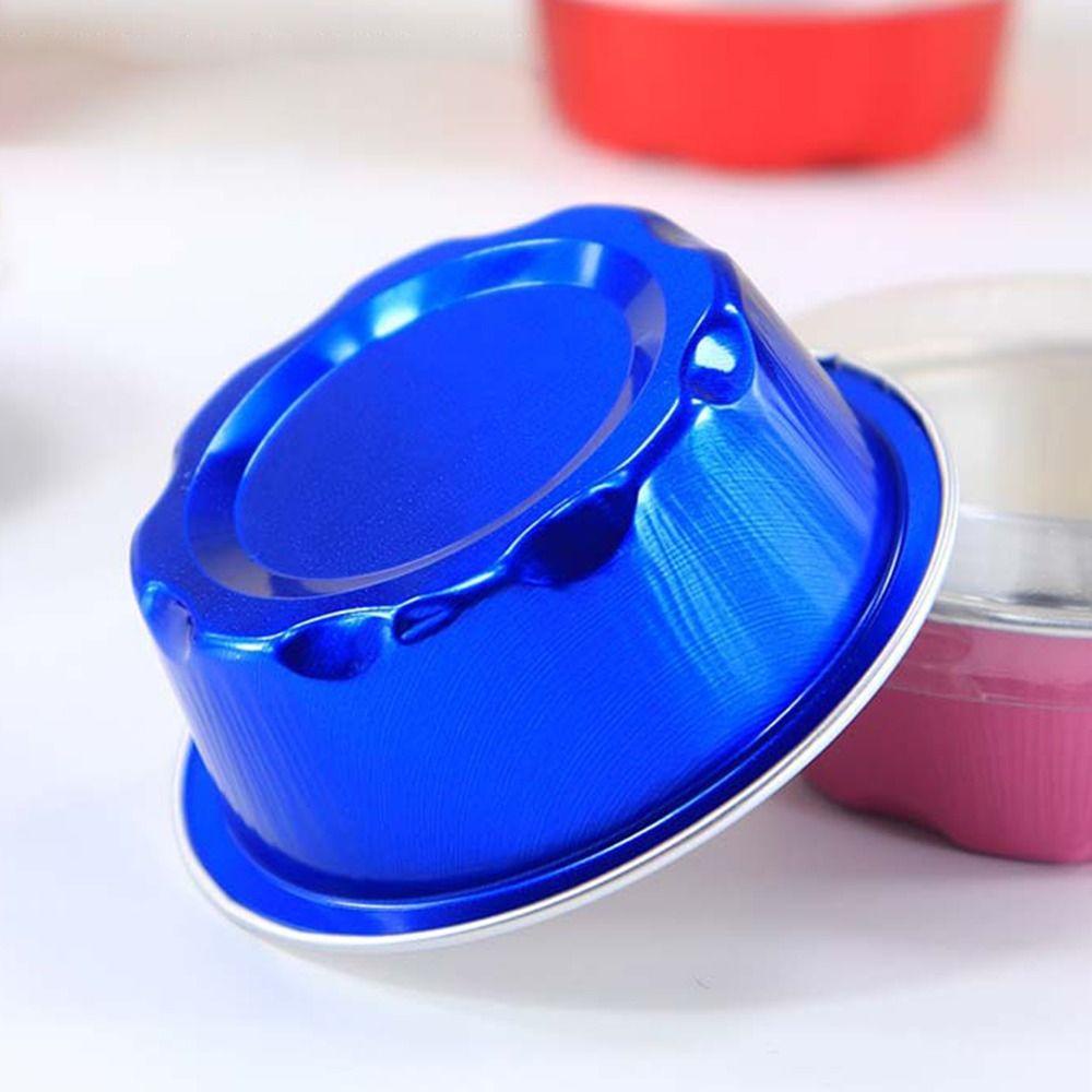 Wonder 10PCS Aluminium Foil Cup Timah Kue Kecil Tahan Panas Reusable Dengan Tutup Tinfoil Box Mini Wadah Makanan Ringan Muffin Cupcake Cups