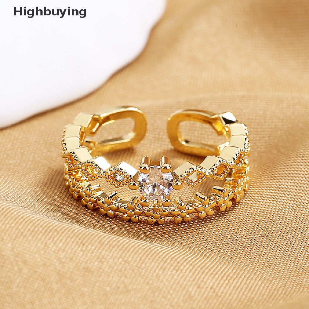 Hbid Cincin Pembukaan Multilayer Kristal Untuk Wanita Zirkon Geometris Knuckle Finger Ring Glory