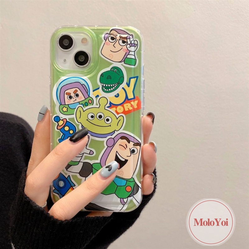 IPHONE Shockproof Airbag Case Kompatibel Untuk Iphone11 14 13 12 Pro MAX 7Plus XR 6 6S 8P Plus X XS MAX Cerita Mainan Kartun Lucu Mandi Lucu Lightyear Soft TPU Clear Phone Cover