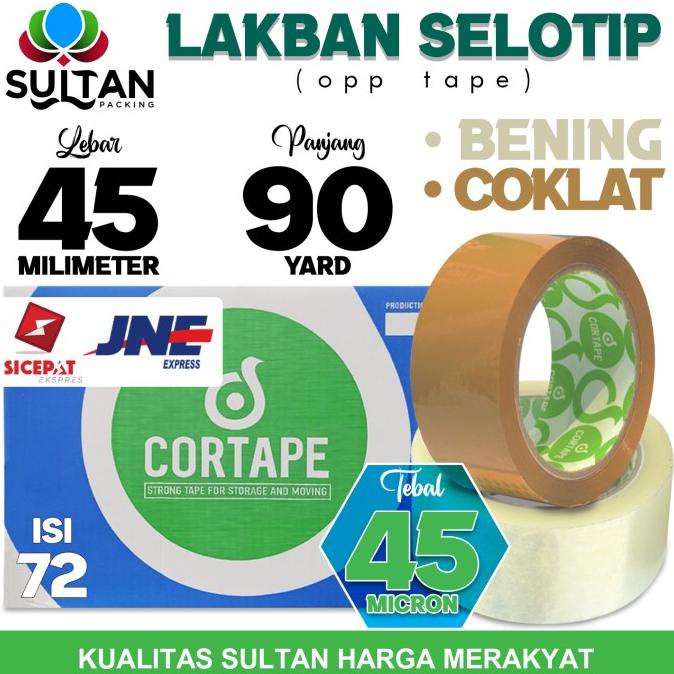 

Lakban isolasi Solatip 45mm x 90y OPP Tape Cortape Varian KARGO / DUS