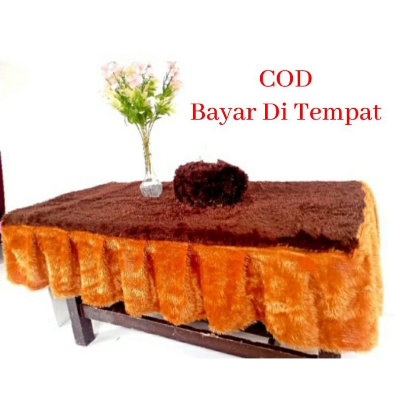 Taplak meja bulu rumbai / Taplak meja bulu rumbai kombinasi / Taplak meja rumbai bulu / Taplak meja 