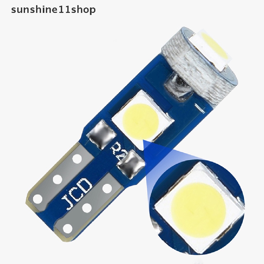 Sho 10Pcs T5 Bohlam Led Mobil Instrumen W3W W1.2W 3030putih Lampu Led Dashboard Lampu Penghangat Indikator Wedge Lampu Interior Mobil N