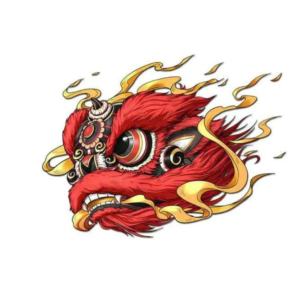 Lanfy Stiker Mobil Auto Pintu Jendela Fashion Aksesoris Mobil Interior Parts Produk Mobil Dekorasi Lion Dance Head Sticker