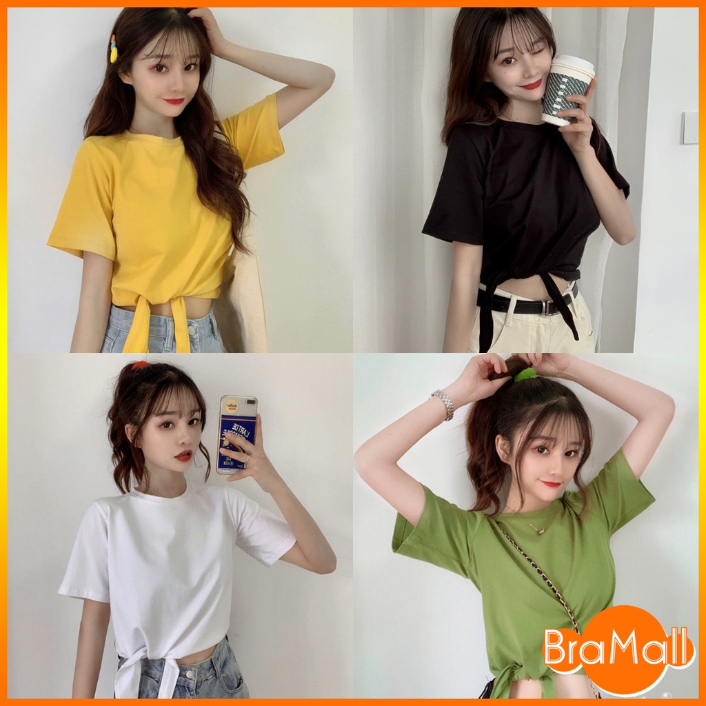 【 Bra Mall 】BM-105 Kaos Wanita Fashion Crop Top Import Korean Fashion