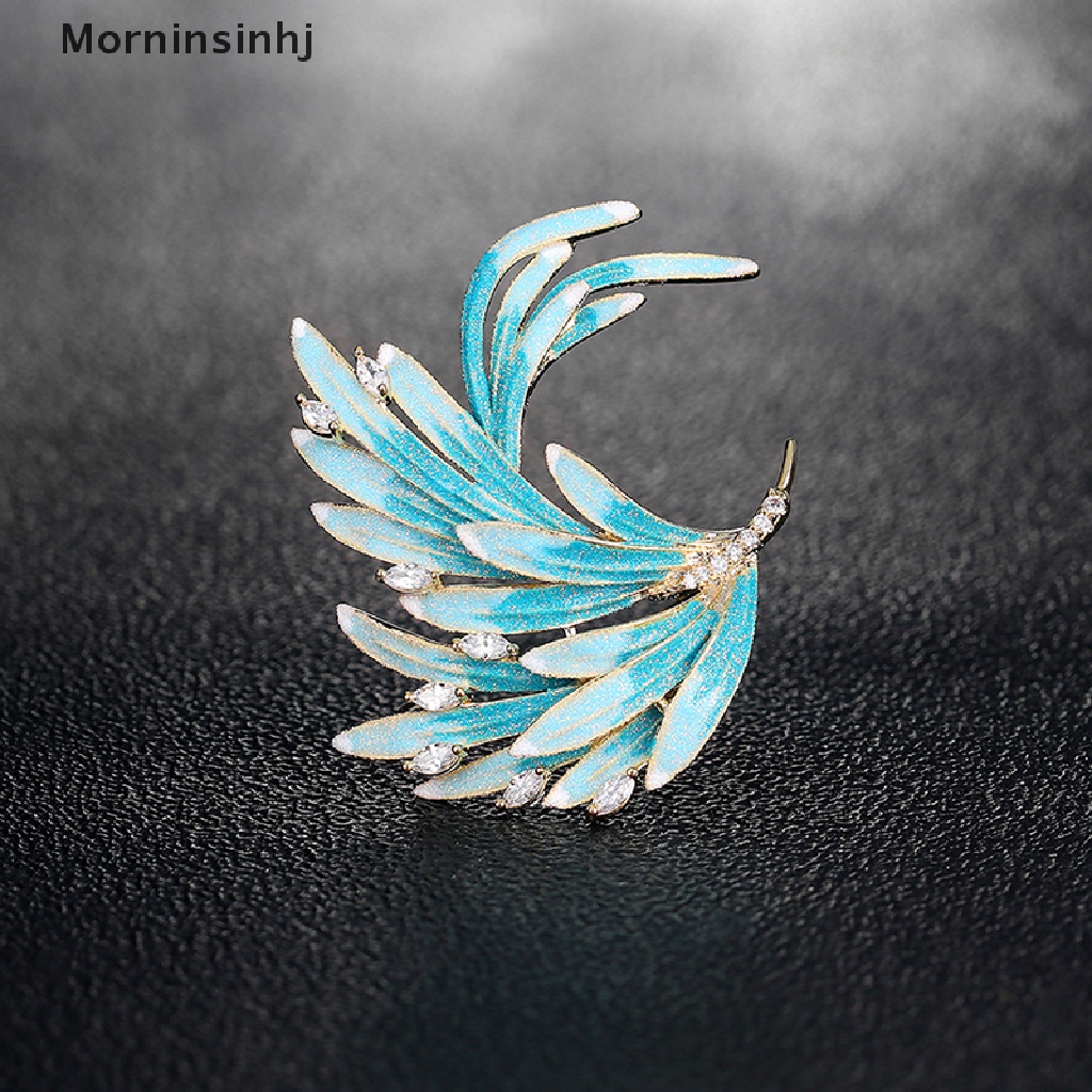 Mornin Fashion Wanita Enamel Bros Pin Kristal Ekor Phoenix Syal Gesper Pakaian Bros Hadiah id