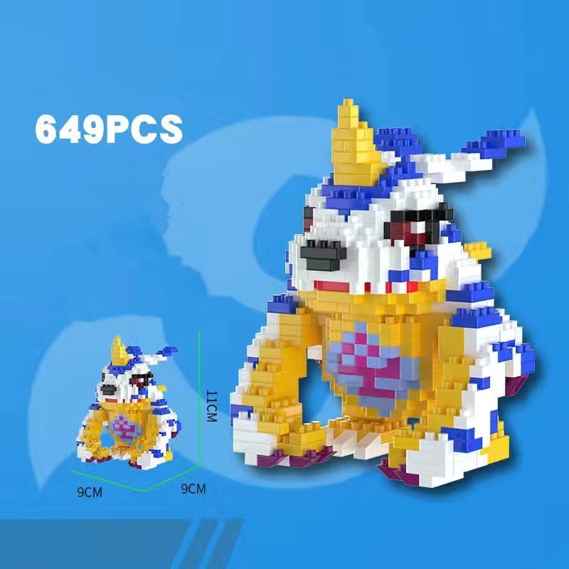 [Ready Stock] Kompatibel Lego Micro-Particle Berlian Anak Laki-Laki Perempuan Blok Bangunan Mainan Edukasi Digimon Yagumon Gabumon Badamon