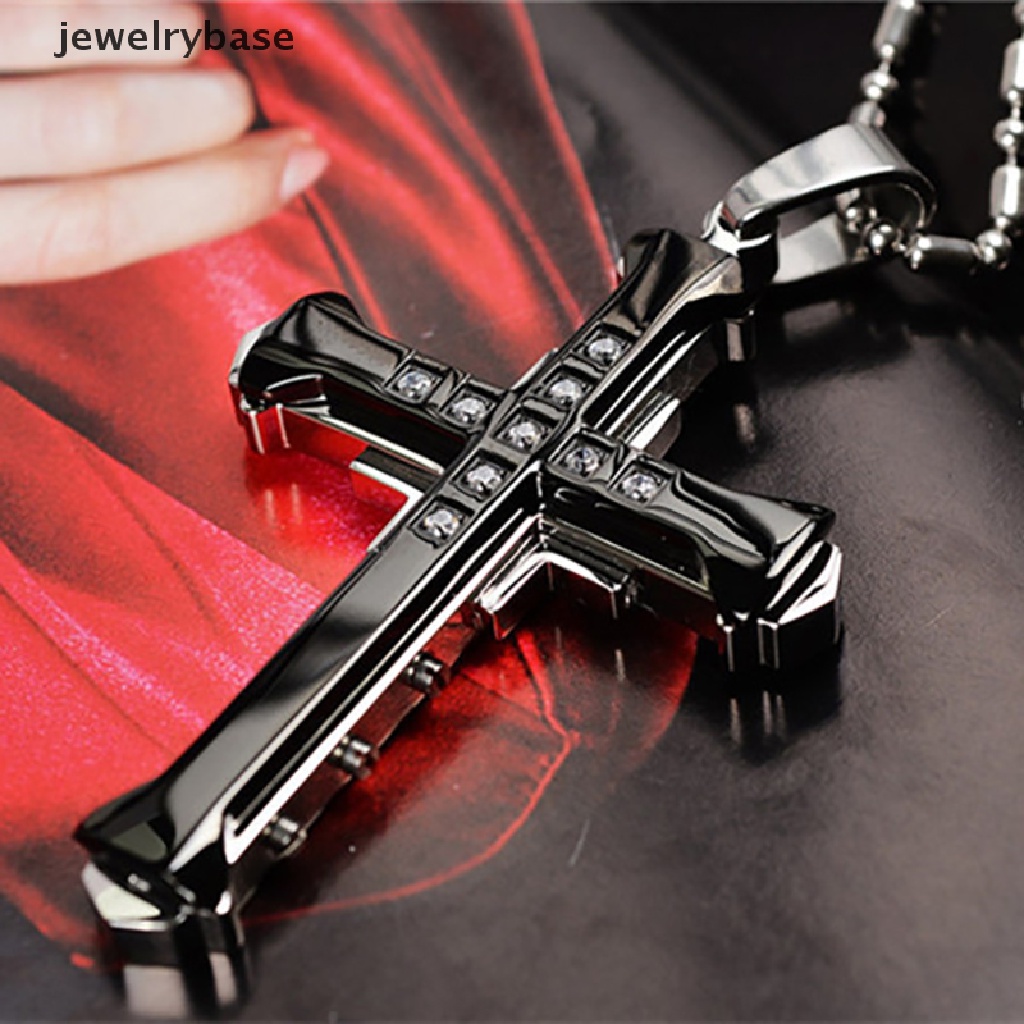 [jewelrybase] Salib Kristal Pria Yesus Liontin Salib Pendant Kalung Stainless Steel Perhiasan Butik