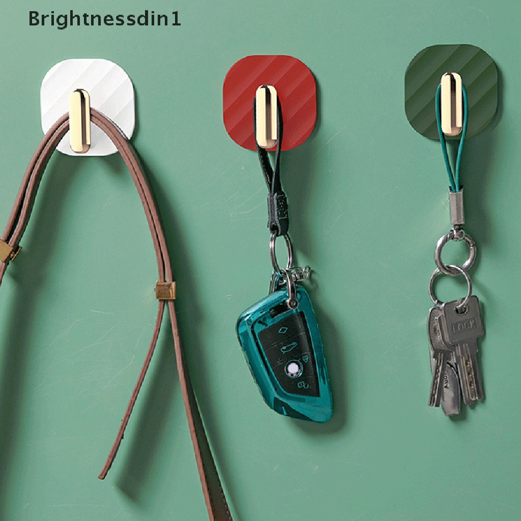 [Brightnessdin1] Tahan Air Self-Adhesive Dinding Kait Untuk Menggantung Kunci Gantungan Baju Pintu Gamis Kait Mantel Rak Handuk Holder Aksesori Kamar Mandi Butik