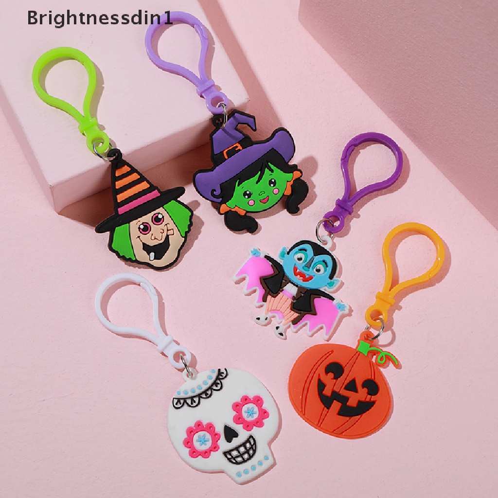 [Brightnessdin1] Halloween Gantungan Kunci Kelelawar Labu Hantu Kucing Gothic Kunci Cincin Vampir Batu Nisan Gantungan Kunci Festival Hadiah Perhiasan DIY Buatan Tangan Butik