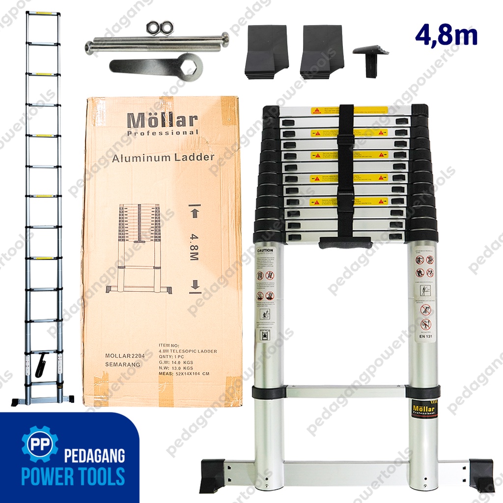 TANGGA TELESKOPIK 4.8 METER LIPAT ALUMINIUM SINGLE TELESCOPIC LADDER