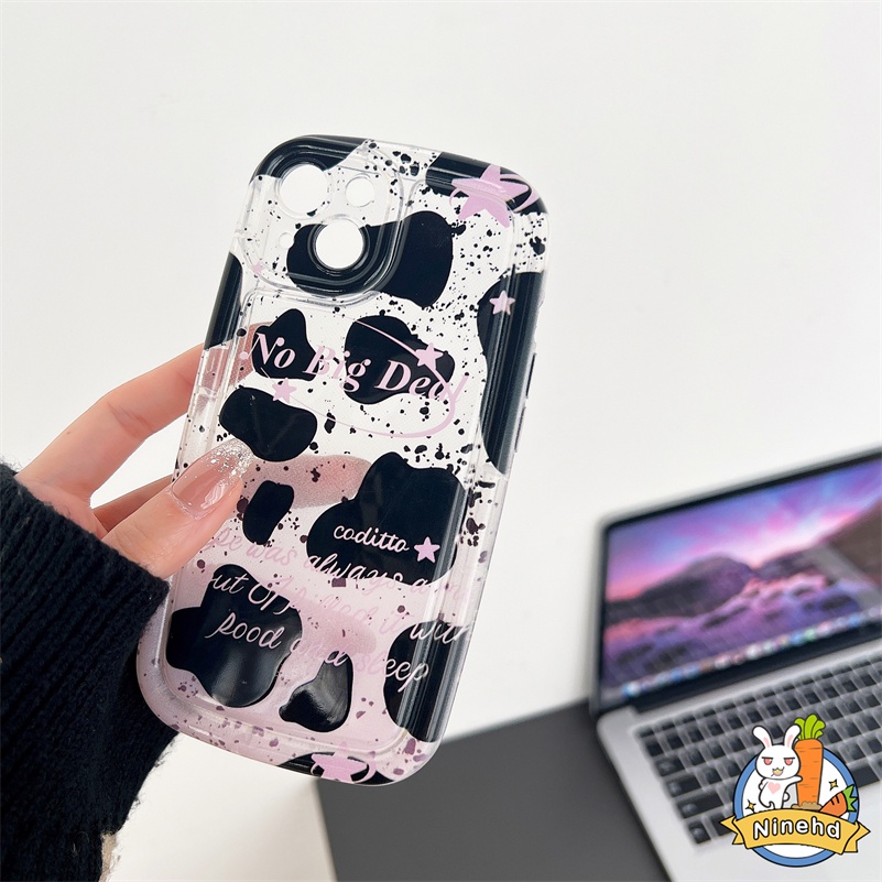 Casing Kompatibel Untuk iPhone14 13 12 11 Pro Max X Xr Xs Max 8 7 6 6s Plus SE 2020 Fashion Hitam Putih Pola Sapi Casing Ponsel Silikon Shockproof Airbag Soft Case Cover Pelindung
