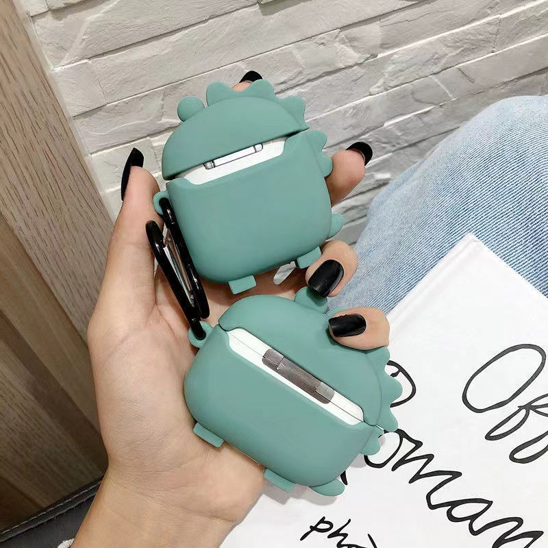 Kartun Lucu 3D Hijau Dinosaurus Bluetooth Earphone Case Cover Untuk Airpods1 2 3 PRO 2 Airpods 3 PRO2 I12 I13 inpods 12 13 TWS Pelindung Headphone