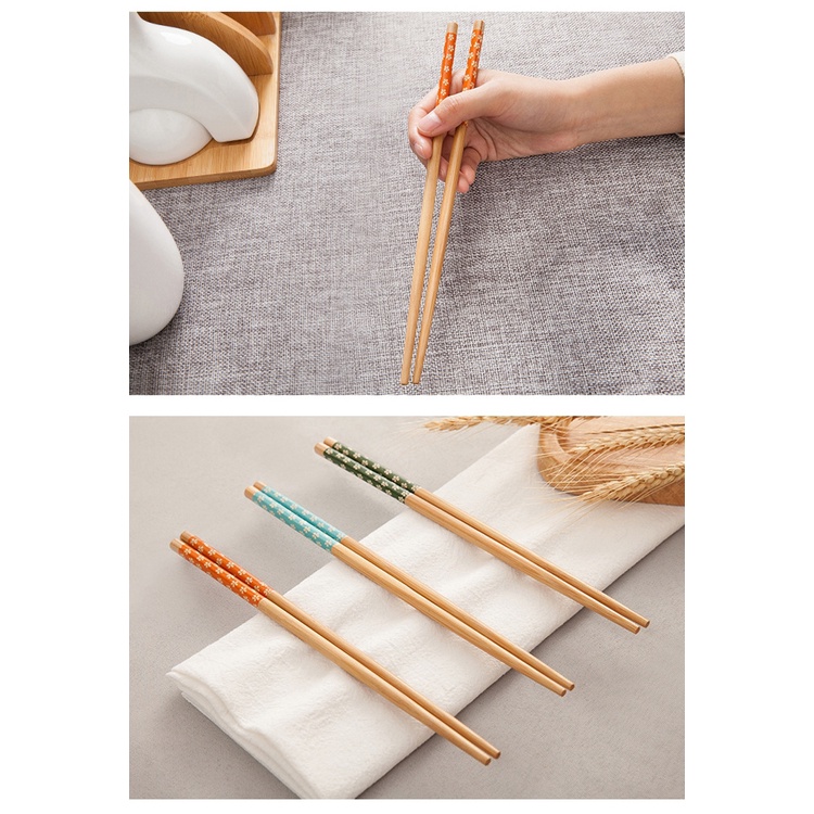 Sumpit Kayu Cantik Motif Bunga &amp; Hati - Sumpit Makan Elegan / Sumpit Bambu Panjang Motif Bunga Sumpit Makan Bamboo Chopsticks