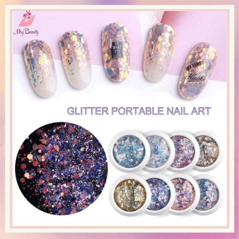 MSY Payet Glitter Portable Warna-Warni Untuk Nail Art / Manicure