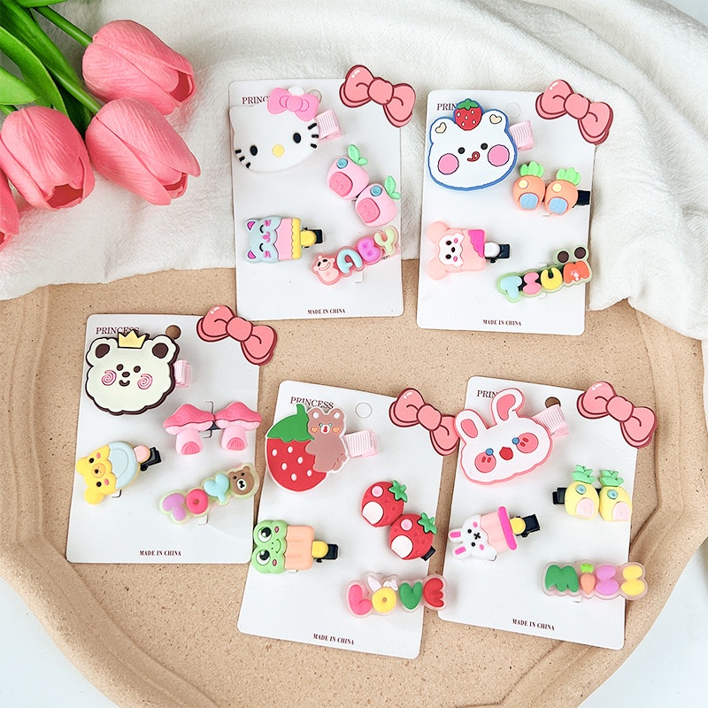 1 SET 4PCS - JEPIT RAMBUT ANAK 4 IN 1 KARTUN ALA KOREA LUCU / JEPITAN RAMBUT KOREA / JEPIT RAMBUT KOREA / HAIR PIN