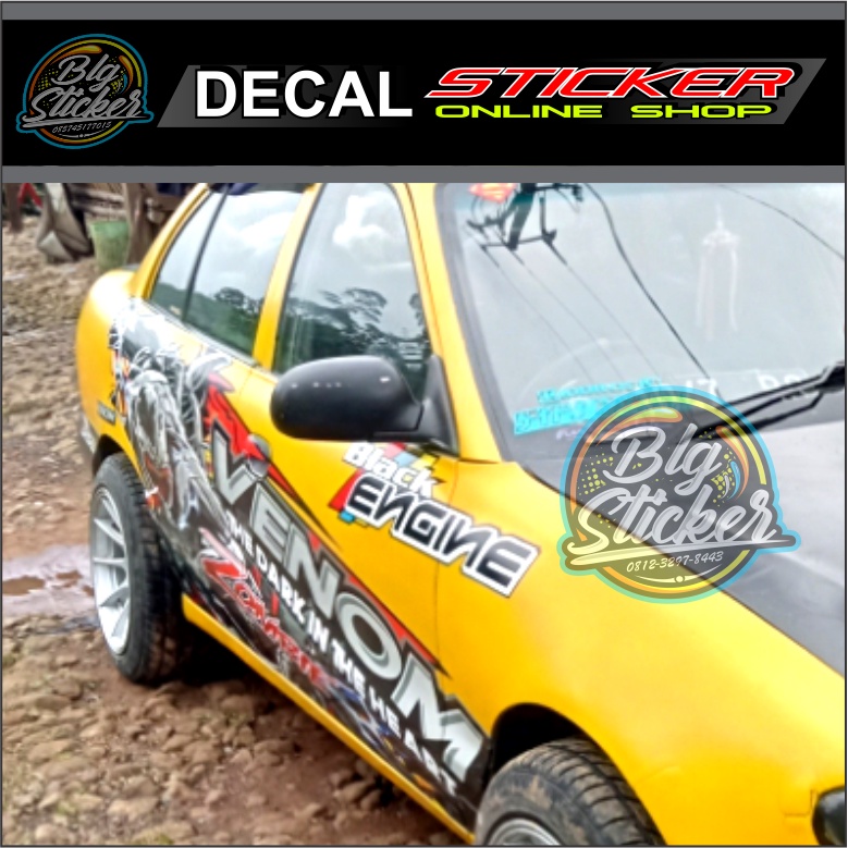 STIKER MOBIL SEDAN KARAKTER KEREN VENOM DECAL STRIP STICKER VARIASI