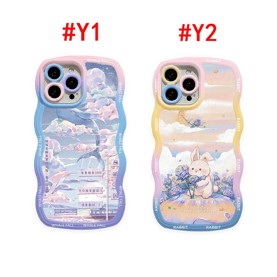 Case Lukisan Cat Minyak OPPO A17 A57 2022 A16 A15 A16K A54 A12 A5S A7 A94 A93 A3S A11k A53 A31 A52 A92 A37 F9 A1K A76 A36 A9 Motif Bunga Kelinci Paus Ilustrasi Wave Edge TPU Phone Cover