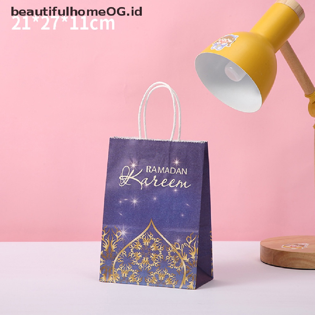 // Beautifulhomeog.id// 6pcs/set Tas Bingkisan Kertas Eid Mubarak Ramadhan Favo r Bag Untuk Hadiah Perlengkapan Pesta **