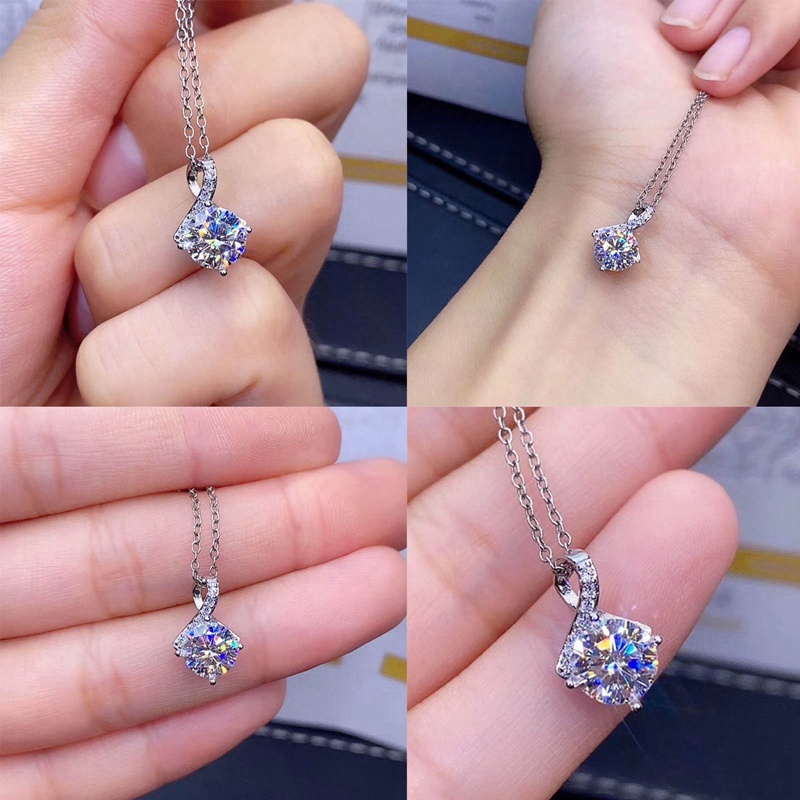 Kalung Liontin Cubic Zirconia Sederhana Bergaya Untuk Wanita Berlapis Perak Fashion Perhiasan Aksesoris Leher Lady Serbaguna