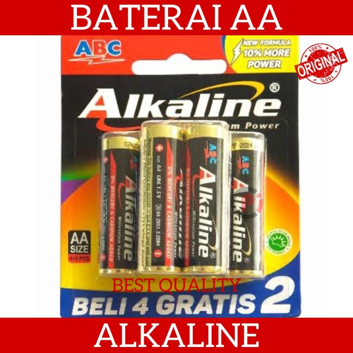 ABC ALKALINE Baterai Jam Remote Remot Ukuran AA A2 Beli 4 Gratis 2