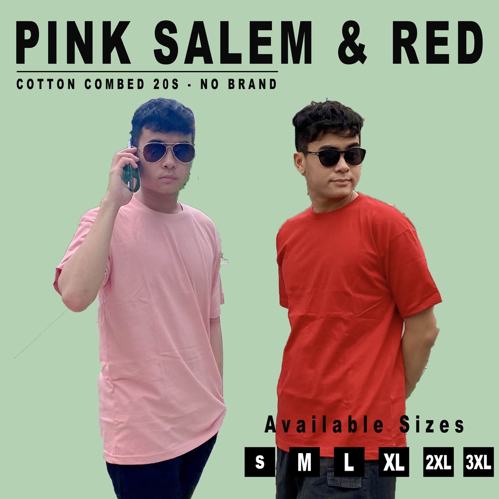 [TEBAL] KAOS POLOS PINK SALEM &amp; RED COTTON COMBED 20S | KATUN PRIA WANITA BAJU