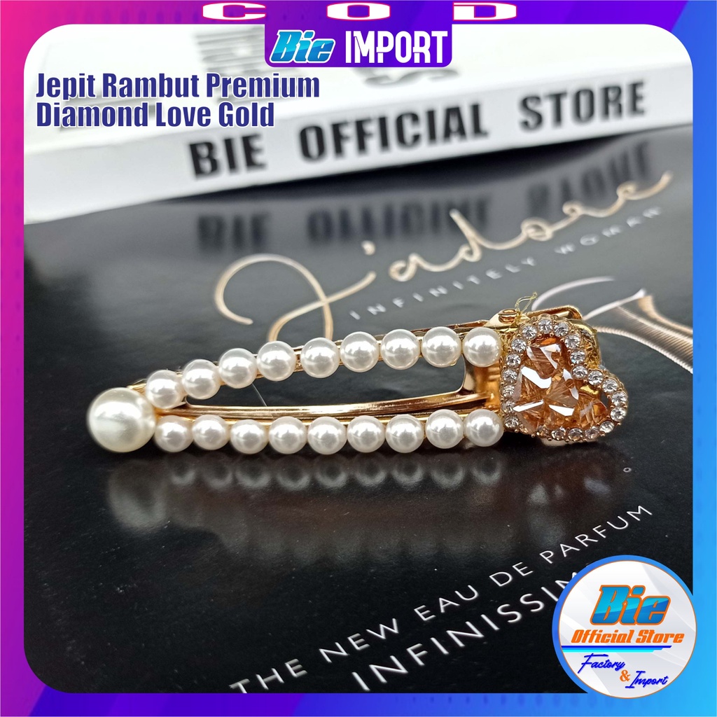 Jepit Rambut Premium Diamond Perl Gold Made in Korea Impor Best Seller