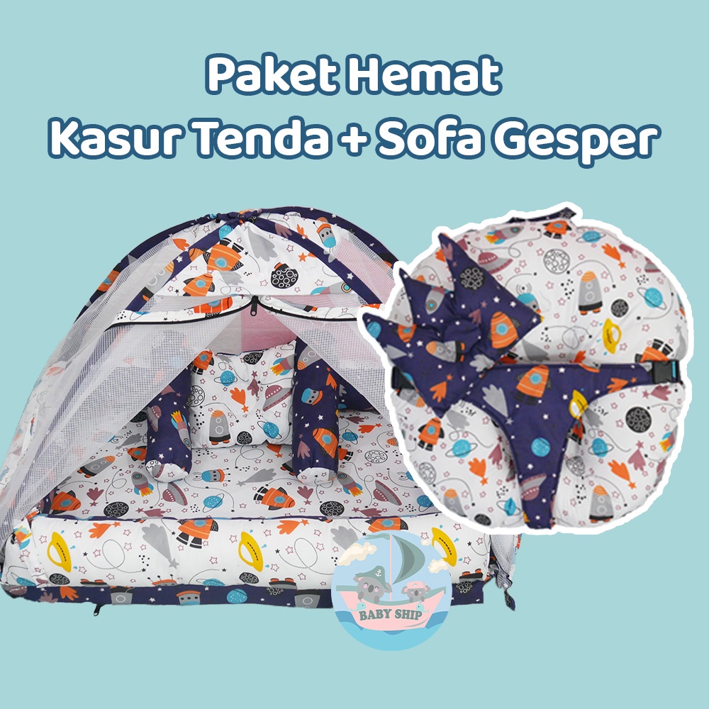 Paket Hemat Kasur Bayi Kelambu Tenda dan Sofa Bayi dengan Gesper Pengaman