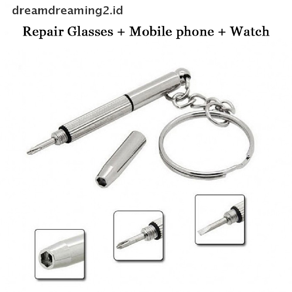 (dream) Obeng Kacamata 3in1 Alat Reparasi Jam Tangan Ponsel Stainless Steel Portabel.