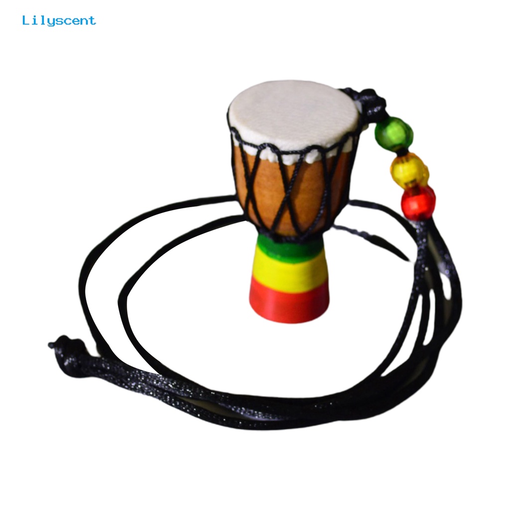 [LS] Tali Kalung Handmade Alat Musik Tergantung Klasik Ornamen Leher Dekorasi Seni Kerajinan Mini Afrika Drum Liontin Kalung Properti Fotografi