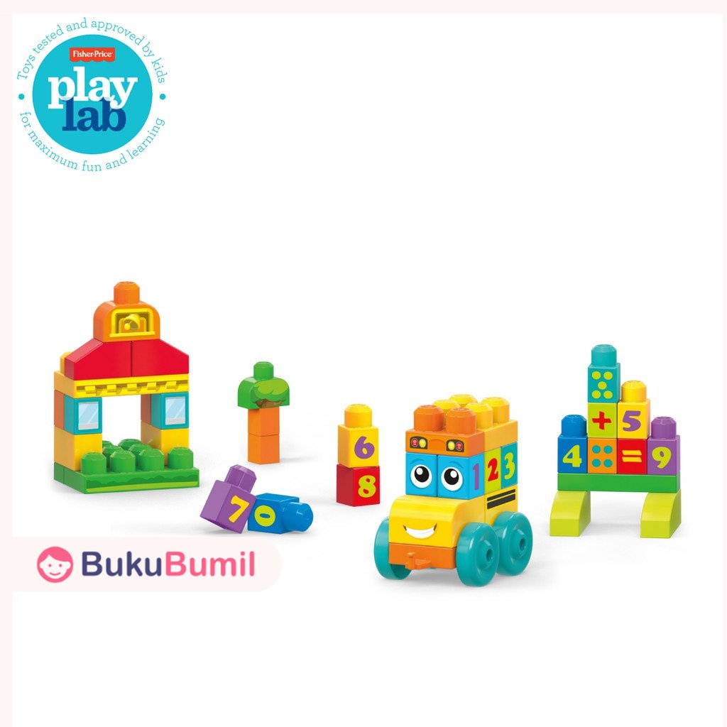 Fisher Price Mainan Balok Edukasi Bayi Usia 1 2 3 4 5 Tahun First Builders 123 Counting Bus - Mainan