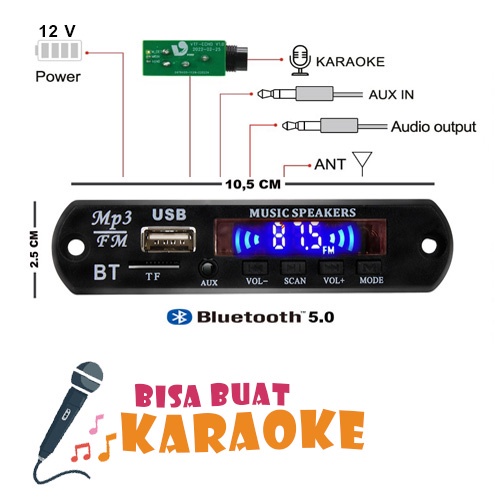 Modul Mp3 Bluetooth Bisa KARAOKE 12V