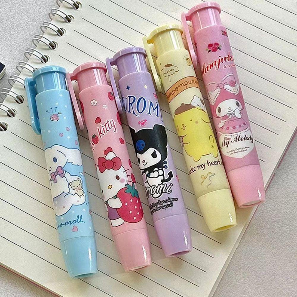 R-flower 3pcs/Set Creative Press Eraser Mainan Pensil Siswa Kawaii Kuromi