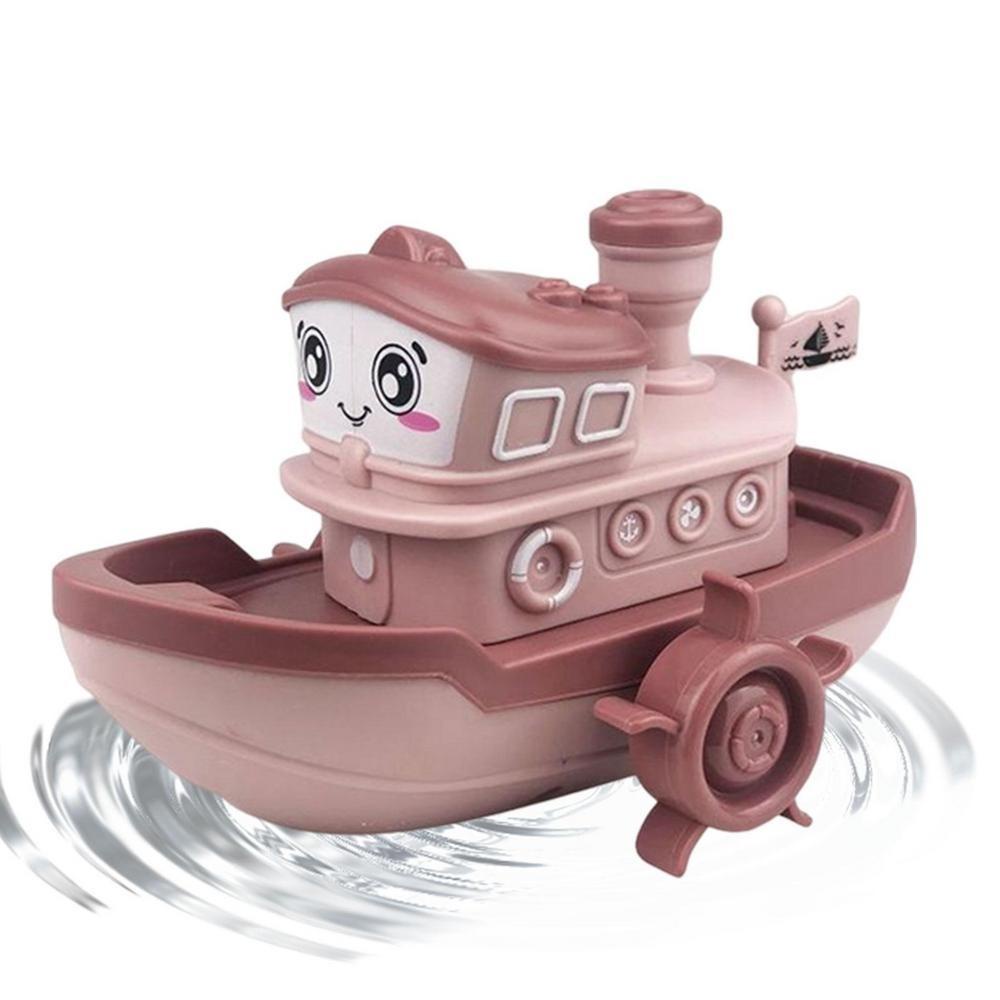 NEEDWAY Mainan Kapal Kartun Mainan Anak Laki-Laki Kartun Mainan Air Anak Mengapung Mandi Bermain Mainan Renang Permainan Pantai Wind Up Toy