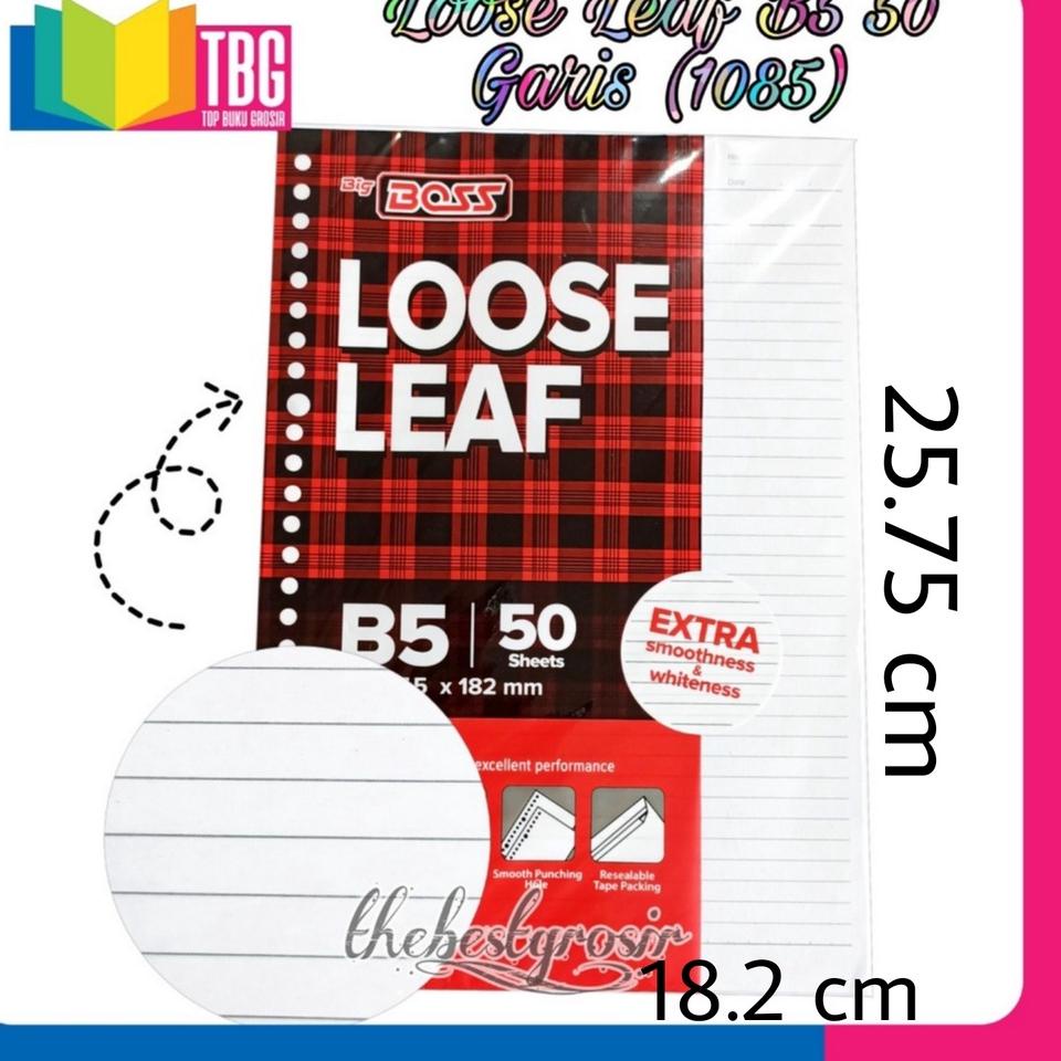 

S93 1 PAK (50 LEMBAR) LOOSE LEAF B5 GARIS BIG BOSS / ISI BINDER B5 GARIS / REFILL BINDER B5 GARIS (R-1085) PROMO ,.,