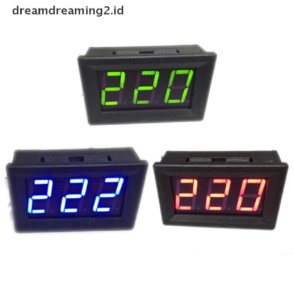 (dream) Ac 70-500V digital voltmeter LED display 2kabel volt Pengukur Tes Tegangan.