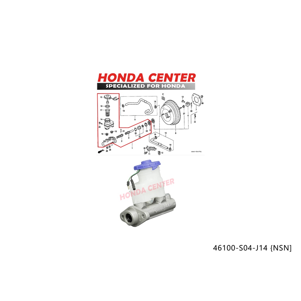 master sentral central rem brake master BM assy honda civic ferio 1996 1997 1998 1999 2000 46100-S04