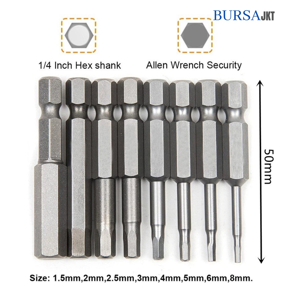 MATA OBENG HEXAGONAL HEX SHANK 1/4 INCH MAGNETIC 50MM TORX 8/10IN1